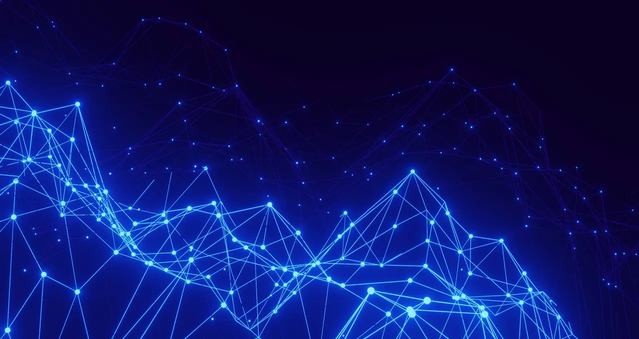 Abstract network of connected data points